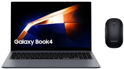 Samsung Galaxy Book4 + Ratón Bluetooth, Ordenador Portátil Ultrafino 15.6 Full HD LED, Intel Core 5-120U, 16GB RAM, 512GB SSD, Intel Graphics, Windows 11 Home, Gris, Teclado QWERTY Español