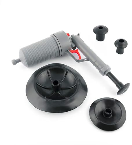 Disgorgatore ad Aria Compressa Ecologica - Pistola Sturalavandini con 4 Adattatori Universali, per Sturare Efficacemente tutti i Tipi di Scarico, in ABS, PVC, Polipropilene, 28x9x28cm