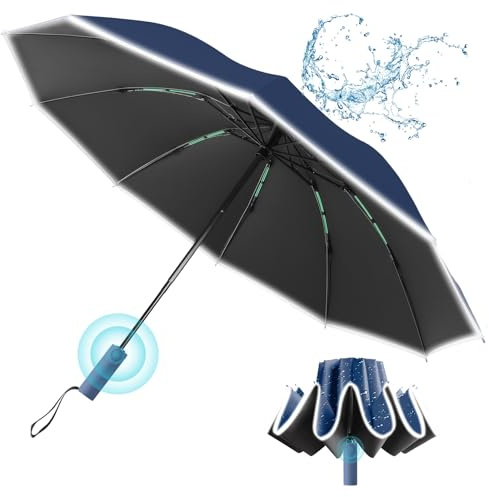 Regenschirm Sturmfest Taschenschirm Regenschirm Umgekehrter 10 Rippen
