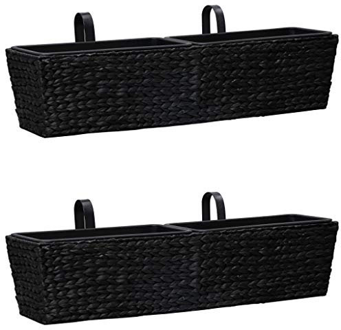 AUUIJKJF Lot de 2 pots de fleurs en jacinthe d'eau Noir