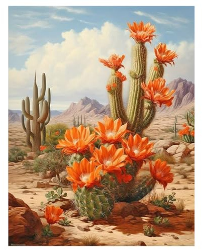 DCIDBEI DIY 5D Diamant Malerei Kaktus 40x50cm Diamond Painting Kaktus Diamant Painting Bilder Kaktus Stickerei Kreuzstich Gemälde Malen nach Zahlen Landschaft Diamond Painting Landschaften und Natur