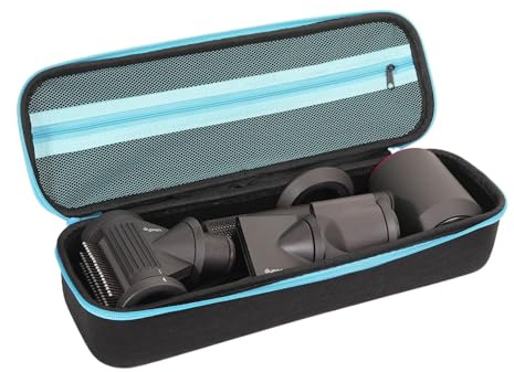 Hosoncovy Tragetasche Reisetasche Aufbewahrungstasche Schutzhülle Halter Box für Dyson Supersonic Haartrockner und Düsen (nur leere Tasche), schwarz und blau, 39.5 x 12.5 x 12 centimeter, Tragetasche
