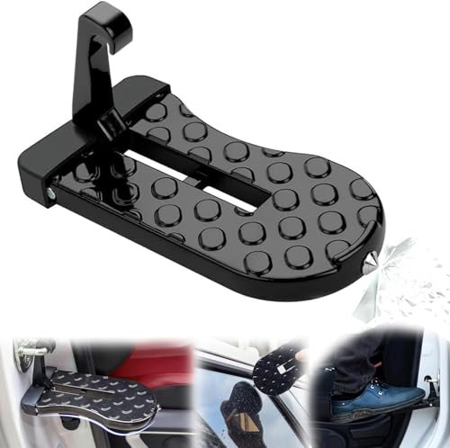 JJQFLB Klappbarer Auto Türpedal Für FIAT Doblo Ducato, Auto Türstufe, Auto Pedale, Türstufe Trittbretter mit U Haken Verriegelung,A-Black