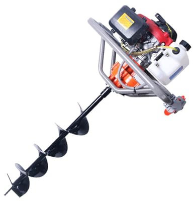 Tousiyra Taladro De Tierra Ahoyador Gasolina 63cc, Motor De 2 Tiempos,Taladro De Gasolina con 1 Brocas De 3.1in Pulgadas, Taladro De Tierra para Jardín