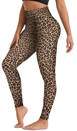 TUONYIS Femmes Imprimé Léopard Legging Legging pour Femme Pantalons pour Femmes Fitness Skinny Taille Haute Pantalon Yoga Élastique Séchage Rapide Sport Trousers, Taille Unique (Brun)