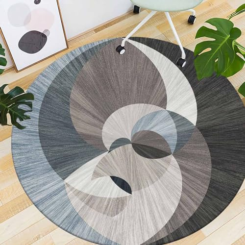 Abstrakte Teppiche runder Wohnzimmerteppich Grau Schwarz Weiß 60cm 80cm 100cm 120cm 140cm 160cm 180cm 200cm Flauschige Teppiche für Schlafzimmer Wohnzimmer Terrasse Teppich 120CM