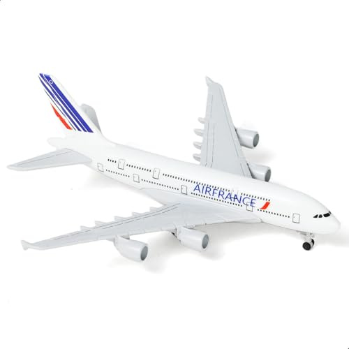 QIYUMOKE 1/400 Air France A380 flygplansmodell (15 cm lång) för Airbus A380 flygplansmodellbyggsats med förtillverkade flygplansfjädrings- och utställningsstativ, kan användas som en flygplanspresent