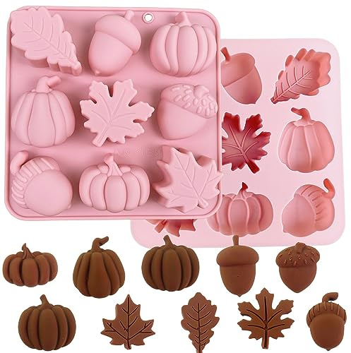 Stampo cioccolato silicone autunno, foglia ghianda zucca, 1 pezzo | Foglia d'acero, ghianda e zucca per cioccolato, caramelle, gelatina e dolci autunnali