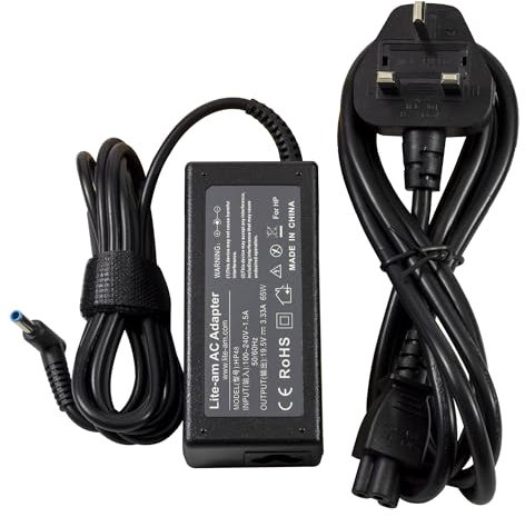 Lite-am 65W AC Adapter Power Supply 19.5V 3.33A Charger with 4.5mm x 3.0mm Blue Tip For HP AR5B125 Touch Ultrabook, Pavilion X360 13-S060SA
