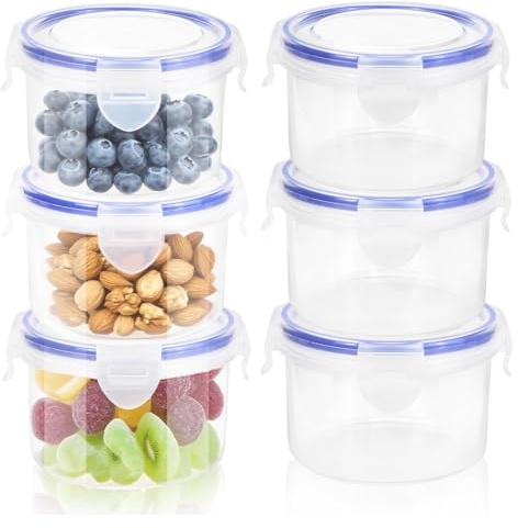 Frischhaltedosen, 6 Pack 300ML Gefrierbehälter im Set, mit Deckel, Rund Frischhaltedosen, Auslaufsicherz, Mehrweg, zur Aufbewahrung von Lebensmitteln