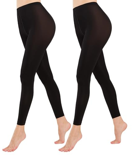 MANZI Footless Tights for Women Dance Daily Opaque Pantyhose 80D 2 Pairs