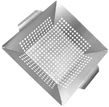 POPETPOP Bandeja de Barbacoa Cuadrada de Acero Inoxidable Diseño con Orificios para Asar Verduras y Carne Parrilla Resistente y Duradera para Hornear y Grill Portátil