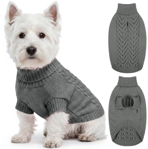 ASENKU Warm Rollkragen Gestrickter Hundepullover Winter XS für kleine Hunde | Hunde Strickpullover mit geschirr öffnung, Perfekt für Spaziergänge & Outdoor, Passend für Chihuahua, Zwergpudel, Malteser