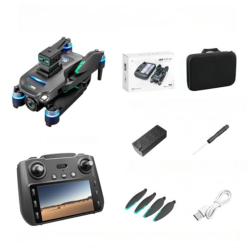 S159 Drone 5G à Écran Intégré, Double Caméra Ultra HD avec EIS, Retour Automatique GPS, Évitement d'Obstacles, Modes Follow Me/Waypoint - Cadeau Professionnel Adulte (Gris)