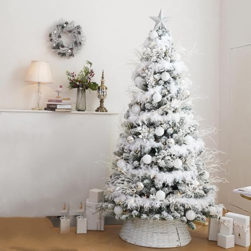 6 Stück 2 m Federboa für Weihnachtsbaum, Weiß Weihnachten Girlande, Weiße Flauschige Federboa, Federboa Weiß Federboa für Frauen für Weihnachtsbaum, Party-Girlande,White