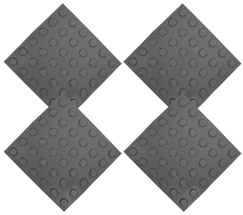 ibasenice 4 Sheets PVC Blind Bricks Grey Dot Paving Blind Boards for Pathway Outdoor Floor Stickers Easy Peel Adhesive Sidewalk Tiles for Garden and Road Use