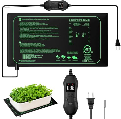 50W Heizmatte Pflanzen mit Thermostat, 53 x 25cm WäRmematte Pflanzen, Wärmematte für Sämling Germination, Zimmergewächshaus Wärmematte, IPX4 Wasserdicht für Sämlinge, Haustiere und Reptilien