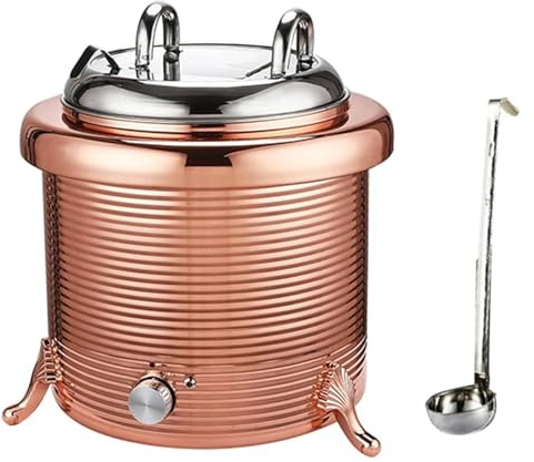 Zuppiera Elettrica, Bollitore per Zuppe, Scaldavivande elettrico in acciaio inox, con cucchiaio e coperchio, for ristorante