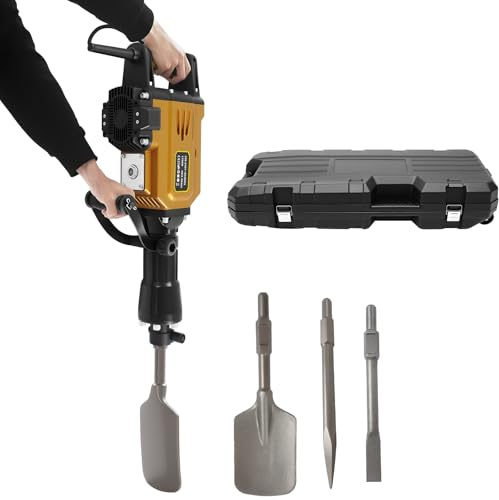 MEHOOSPVN Tree Digger 3-in-1 Hex Demolition Hammer 1700W Multifunctional Garden Digging Machine with Shovel Flat Chisel Point Chisel Portable Box, Electric Heavy Duty Jack Hammer for Concrete Removal
