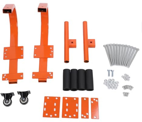 NOENNULL Roof Ladder Hook Set, Heavy Duty Steel Ladder Stabilizer, Roof Hook with Wheels, Spacer with Rubber Grip T-Bar to Prevent Damage,