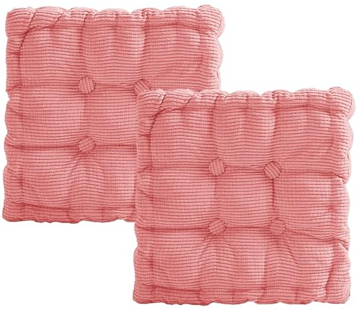 bechoanigel 2er Set Sitzkissen, Dickes Stuhlkissen 40x40cm, Sitzpolster Outdoor & Indoor, für Gartenstuhl, Küche, Balkon, Esszimmer (Rosa, Quadratisch)