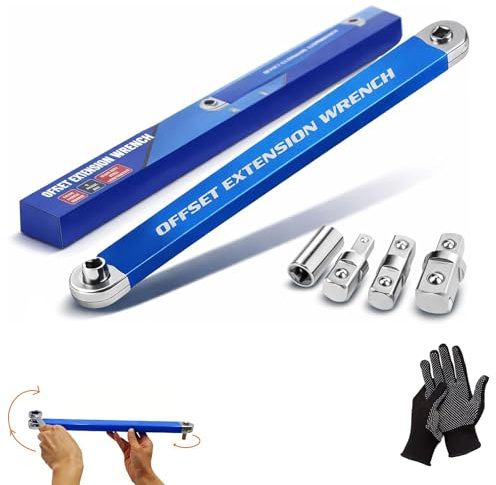 Generisch Offset Extension Wrench Set, 15-Inch Impact Ready Tight Reach with Chain Drive Technology, 1/4, 3/8 & 1/2 Square, for German DIY Auto Repair Enthusiast