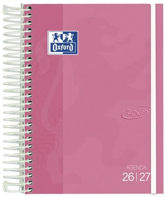 Oxford Touch, Agenda 2026 2027, dag per sida, extra lock, 12 x 18 cm, spanska, fuchsia