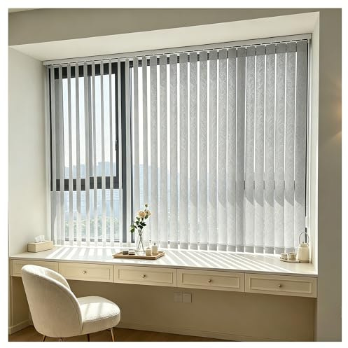 Innen Vertikaljalousien Lamellenvorhang für Haus Wohnung Terrasse, Sichtschutz Lamellenanlage, Lichtdurchlässig Schiebevorhang 300 220 180 110 70 60 100 160 cm(Grau,140cmWx130cm)