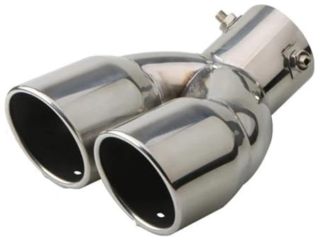 Puntas Escape Silenciador Tubo De Escape Coche Silenciador Universal Doble Salida Punta Acero Inoxidable Cromado Y Plateado Recto | Silver bent