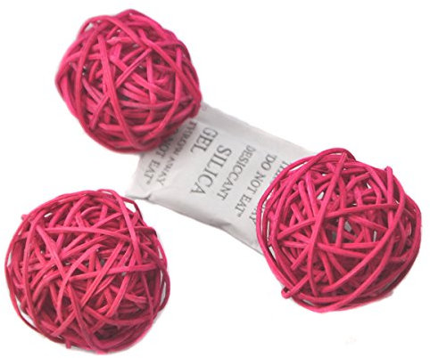 Ougual 10 Piezas Bolas de ratán Mimbre Mesa Boda Fiesta Navidad decoración 4cm Rosa roja