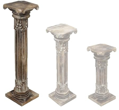 Oriental Galerie Säule Blumensäule Dekosäule Ständer Sockel Podest Blumenständer Holz Braun/Brownwash 100 cm