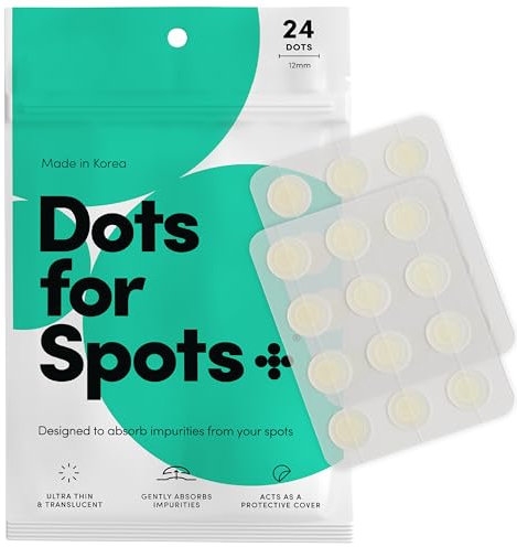 Dots for Spots Pimple Patches - Stocking Fillers - Pack of 24 Translucent Hydrocolloid Spot Treatment Stickers for Face - Fast-Acting, Vegan & Cruelty Free - Korean Skin Care