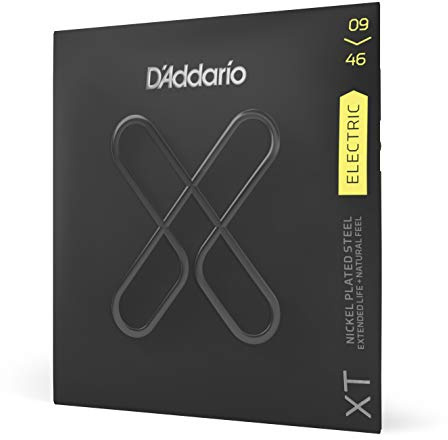 D'Addario gitarrsträngar – XT nickelbelagda elgitarrsträngar – XTE0946 – utökad stränglivslängd med naturlig ton, känsla – för 6 stränggitarrer – 09-46 superlätt topp/normal botten