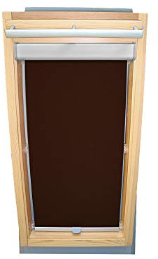 Rollo für VELUX Dachfenster Abdunkelungsrollo Komfort Premium für TYP GGL/GPL/GGU/GPU - FK06 - Farbe dunkelbraun - mit BLENDE und Haltekrallen - KLICK Montage