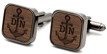 NaturSchatulle Manschettenknöpfe Herren Holz mit Gravur 1 Paar Schwarze Manschettenknopf Eckig Hochzeit Anzug Männer Cufflinks for Men