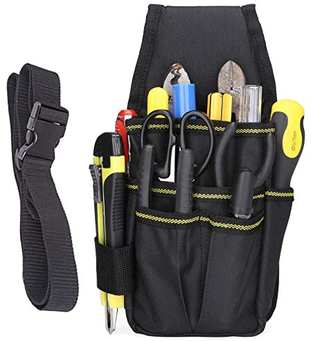Tool Belt Pouch, Multi-Pockets Storage Organiser, Adjustable Waist Tool Belt Pouch, Professional Waterproof Tool Bag with Nail Pockets, Hammer Loop for Carpenters, Electrician, Builders (Unisex)