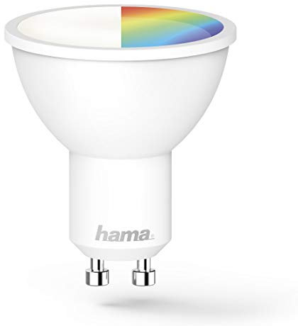 Hama WLAN LED Lampe GU10 (Smart Home Lampe 5,5 Watt Reflektorlampe, dimmbar, mehrfarbig RGBW, WIFI LED Lampe mit Sprachsteuerung und App, kompatibel mit Alexa, Google, Siri, Apple, kein Hub nötig)