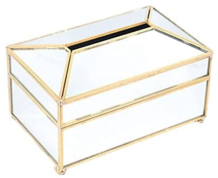 Taschentuchbox Tissue Box Praktische Goldglasspiegel Exquisite Glas Makeup Gewebe Aufbewahrungsbox Elegantes Geschenk for Geburtstage Weihnachten Hochzeiten Taschentücher Box (Color : Glass)