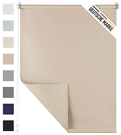 Blumtal Verdunklungsrollo 100 x 130-155 cm - Klemmfix Rollo ohne Bohren - Thermorollo Klemmfix - Fensterrollo Innen für Fenster und Türen - Klemmrollo - Fensterrollo - Sichtschutz Rollo in Taupe