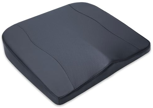 kingphenix Memory Foam Autositzkissen für mehr Komfort im Auto und Büro | Unteren Rücken, rutschfestes Sitzkissen für Auto, SUV, lange Fahrten und Bürostuhl, Klassisches Vollleder in Schwarz