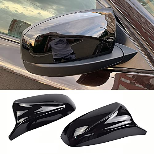 Auto Spiegelkappen, 1 Paar Auto Tür Außenspiegelkappe Rückspiegelkappe Seitenspiegel Abdeckungen für X5 E70 X6 E71 2008-2013 (Helles Schwarz)
