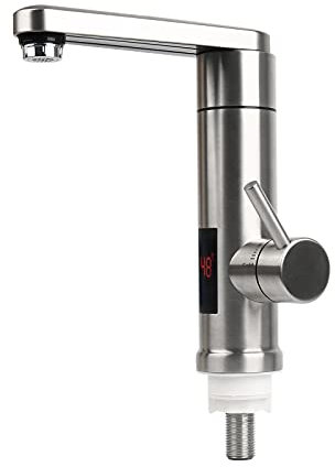Elektrische Heizung Wasserhahn, Wasserhahn mit Durchlauferhitzer 220V, 360º Drehung KüChenarmatur, LED Temperaturanzeige Mischbatterie Warmwasserbereiter für Küche (Heizungsarmaturen aus Edelstahl)