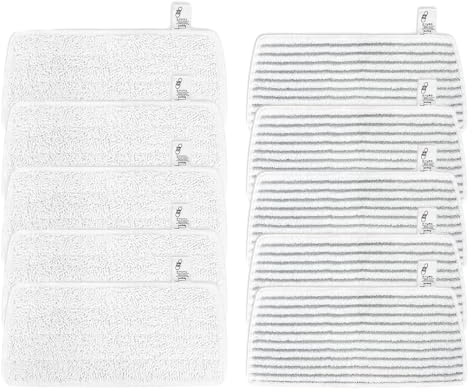 10 Stück für Vileda Steam Plus XXL Dampfreiniger Ersatzbezüge, Mikrofaser | Ersatzpads für Vileda Steam XXL, Maschinenwaschbar bis 60°C, Ersatzbezug für Fliesen, Parkett und Laminat,5 Grau + 5 Weiß