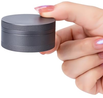 Daily Metal Pill Box Pill Case - Single Waterproof Travel Pill Container Round Aluminum Alloy Storage Medicine Organizer Multitool EDC Every Day for Vitamin, Fish Oil Gray Medium Size