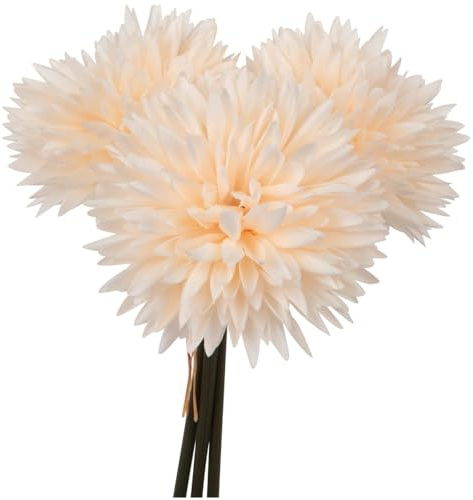 matches21 Schöne Dahlie Kunstblume aus Kunststoff - künstliche Blume für Hochzeit Deko in Creme - Hübscher Kunstblumenstrauß wie echt Ø 8 x 20 cm