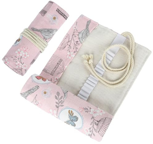 Valicaer 48 Löcher Stifterolle Rollmäppchen,Aufrollbares Federmäppchen aus Segeltuch,Tragbar Mäppchen,Buntstifte Tasche,Waschbar Bleistift Wrap Organizer für Studenten,Künstler,Schulen,Büros