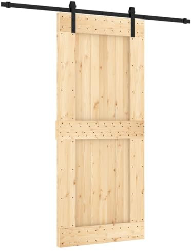 Porte coulissante et kit de quincaillerie 90x210 cm pin massif
