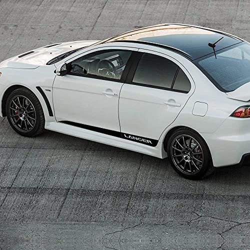Auto Seitenschweller Aufkleber für Mitsubishi Lancer 10 3 9,Auto Seitenstreifen Rock Dekor Aufkleber Karosserie Tür Aufkleber Außen Zubehör,A-Black
