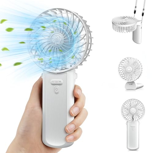 Ventilateur à main, portable rechargeable par USB avec 4 vitesses, mini ventilateur de bureau électrique pliable pour la maison, le bureau, l'intérieur, l'extérieur, les voyages (blanc)