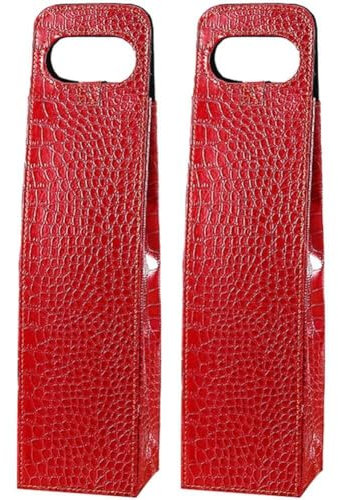 Lipfer 2pcs Kunstleder Weinflaschen Verpackungstasche Tragbare Weinflasche Tragetasche Verpackung Klassische Weinflasche Geschenktasche Wiederverwendbares Weinträgertasche